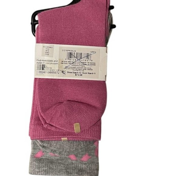 Charter Club Breast cancer Pink Ribbon 4 Pack Sock Set - Picture 2 of 4